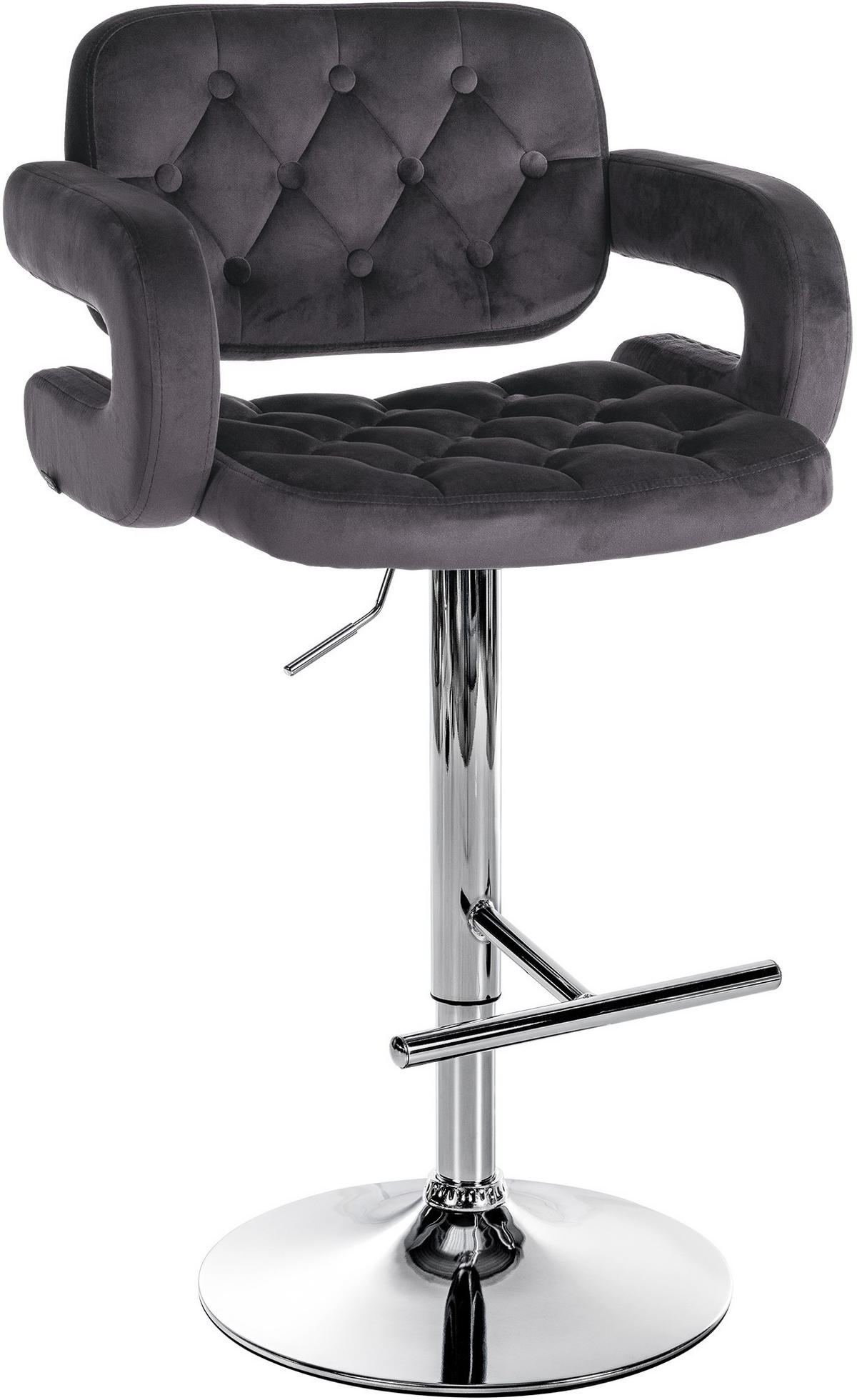 BARHOCKER Samt dunkelgrau - Chromfarben/Dunkelgrau, Textil (62/103/55cm) - CLP