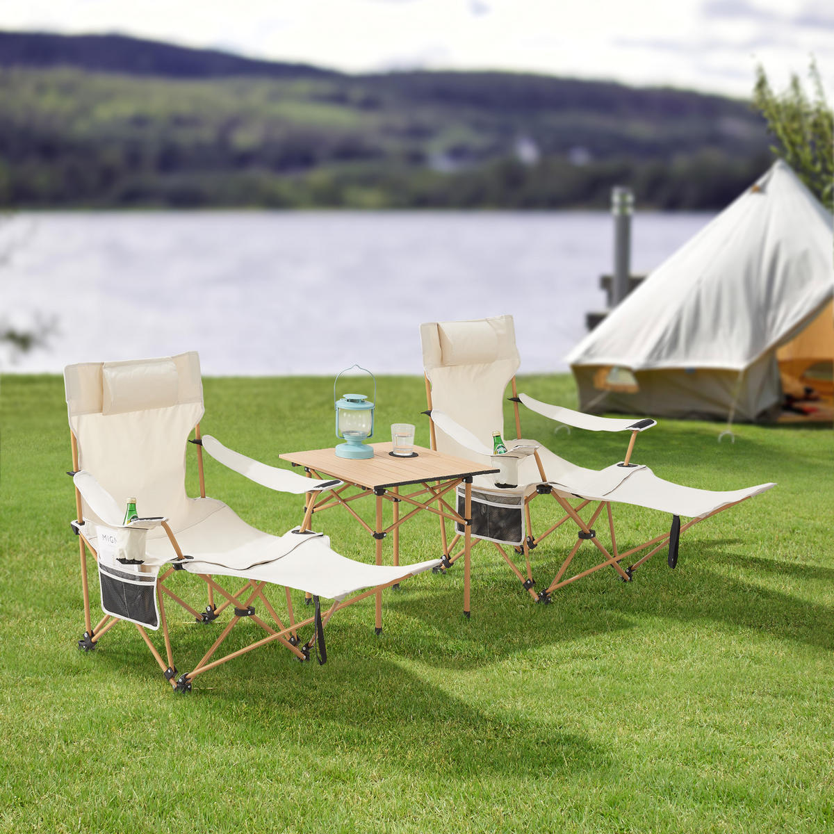 GARTENMÖBEL-SET 3 TLG. Bellante - Beige, Textil/Metall - casa.pro