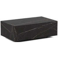 COUCHTISCH Noma Rechteckig in Marmor Schwarz, Blockform mit versteckten Rollen 90/55/28 cm - Anthrazit/Schwarz, Holzwerkstoff (55/90/28cm) - WFL GROUP