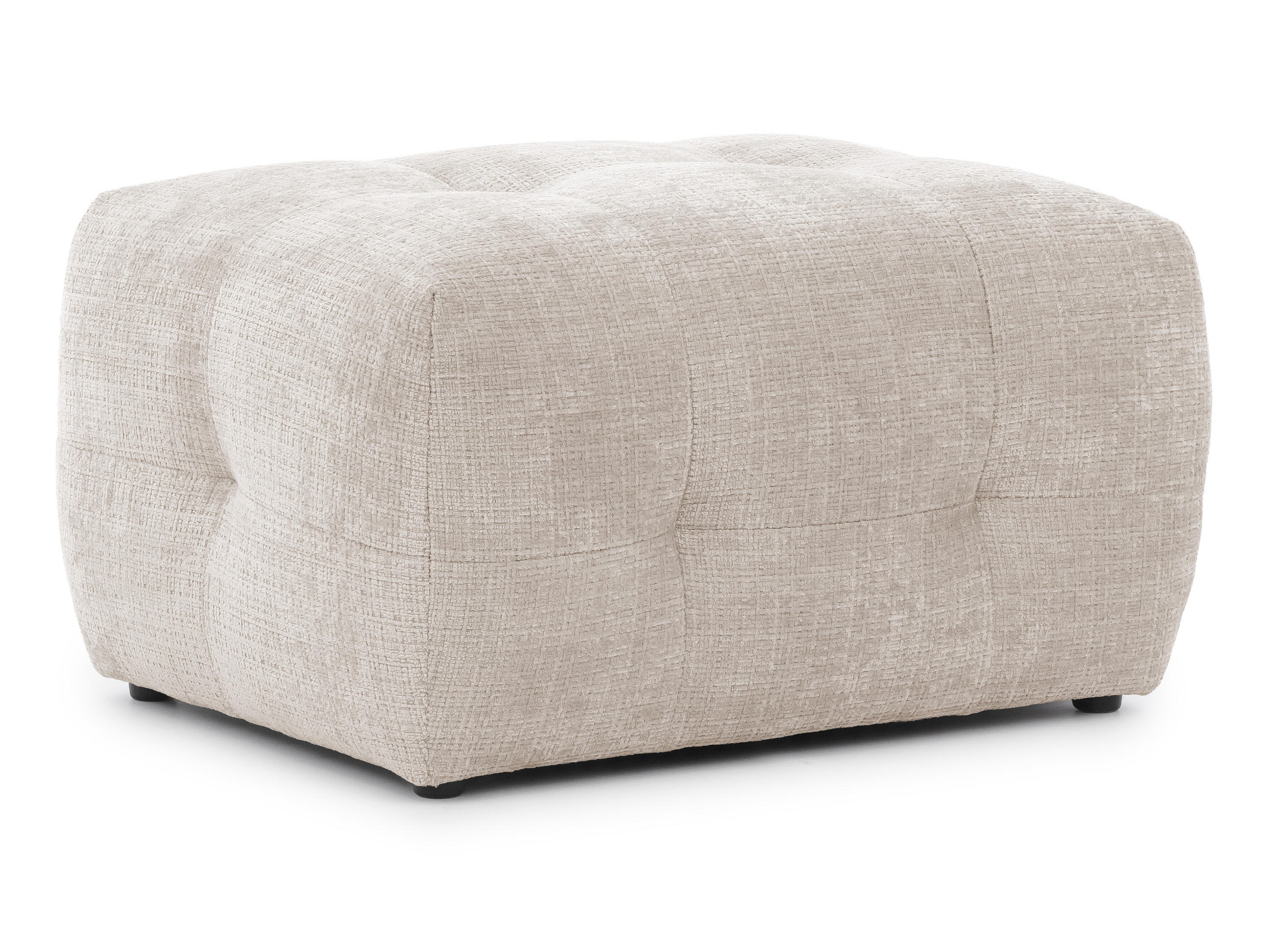 POLSTERHOCKER Kozy im Bumpy-Design aus weichem Beige Chenille-Stoff - Beige/Creme, Holz/Textil (87/46/68cm) - S-Style Möbel