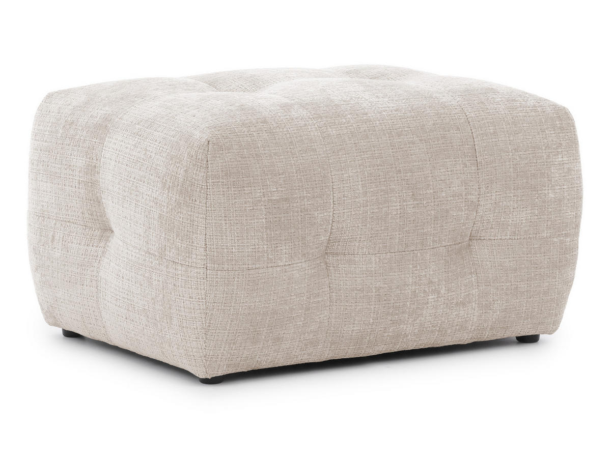 POLSTERHOCKER Kozy im Bumpy-Design aus weichem Beige Chenille-Stoff - Beige/Creme, Holz/Textil (87/46/68cm) - S-Style Möbel