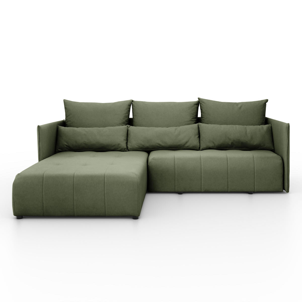 ECKSOFA L Form Hanna 246 x 188 cm mit Schlaffunktion und Bettkasten, 4 Sitzer, Bettzeugablage, Sofa, Eckcouch, grün links - Grün, Kunststoff (246/188cm) - Margaret Hadas24