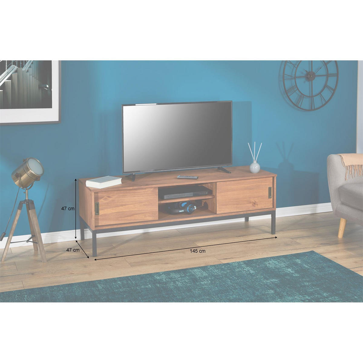 LOWBOARD SELMA dunkelbraun - Dunkelbraun, Holz (145/47/47cm) - IDIMEX