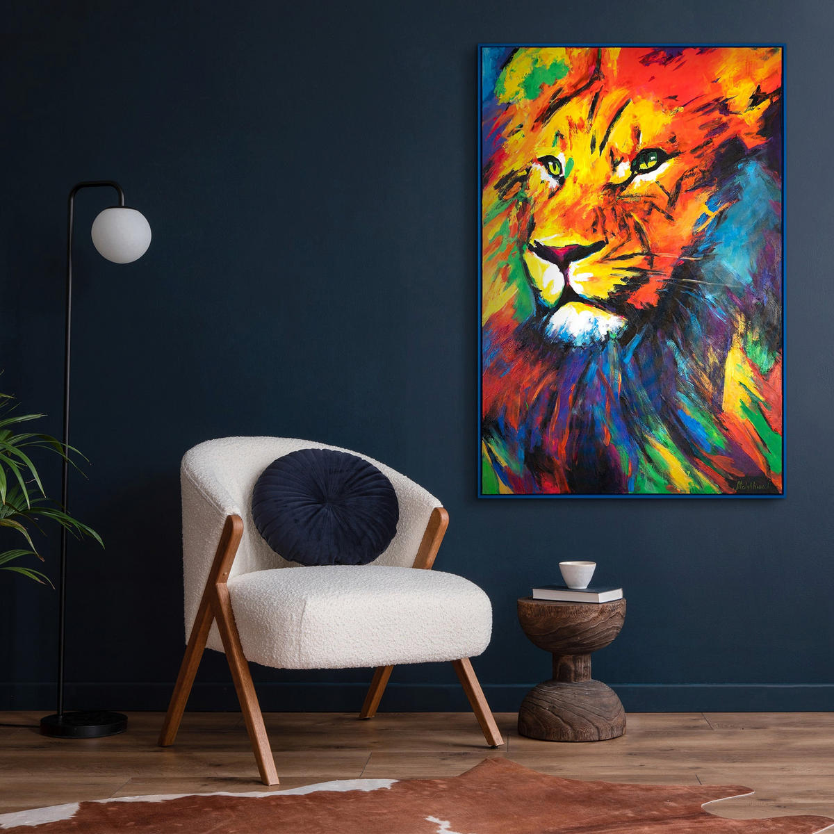 GEMÄLDE Löwenstärke Schattenfugenrahmen Gold 120x80 cm - Goldfarben, Holz (120/80cm) - YS-art gallery
