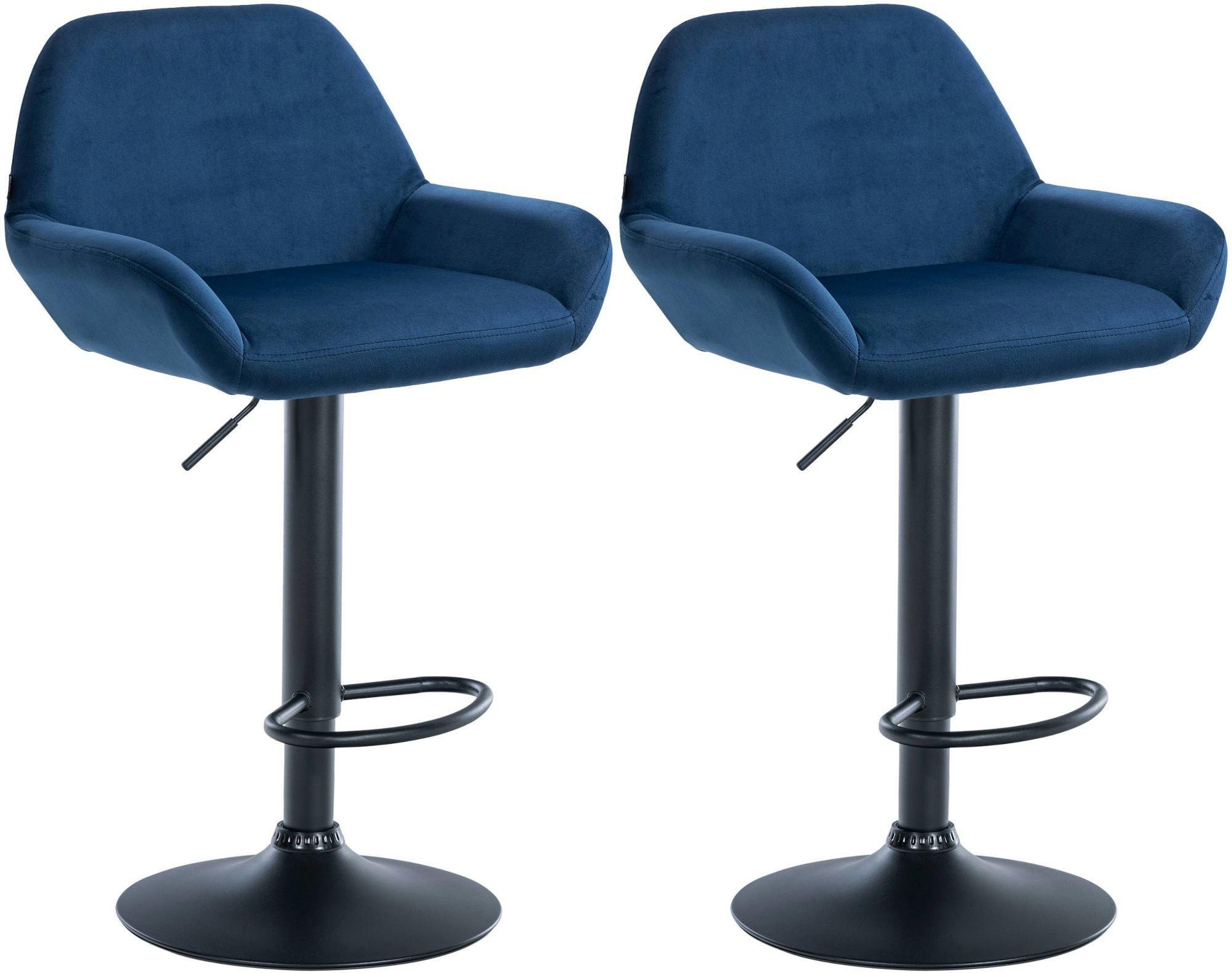 BARHOCKER 2er Set Samt blau - Blau/Schwarz, Textil/Metall (51/89/52cm) - CLP