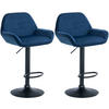BARHOCKER 2er Set Samt blau - Blau/Schwarz, Textil/Metall (51/89/52cm) - CLP