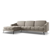 ECKSOFA Links Samt Stoff Grau - Taupe/Schwarz, Textil/Metall (160/264cm) - Makamii