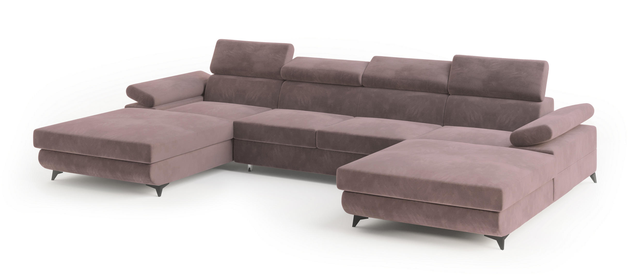 ROHOVÁ SEDAČKA DETTI šeříková - černá/šeříková, kov/dřevo (339/190cm) - MASSENO