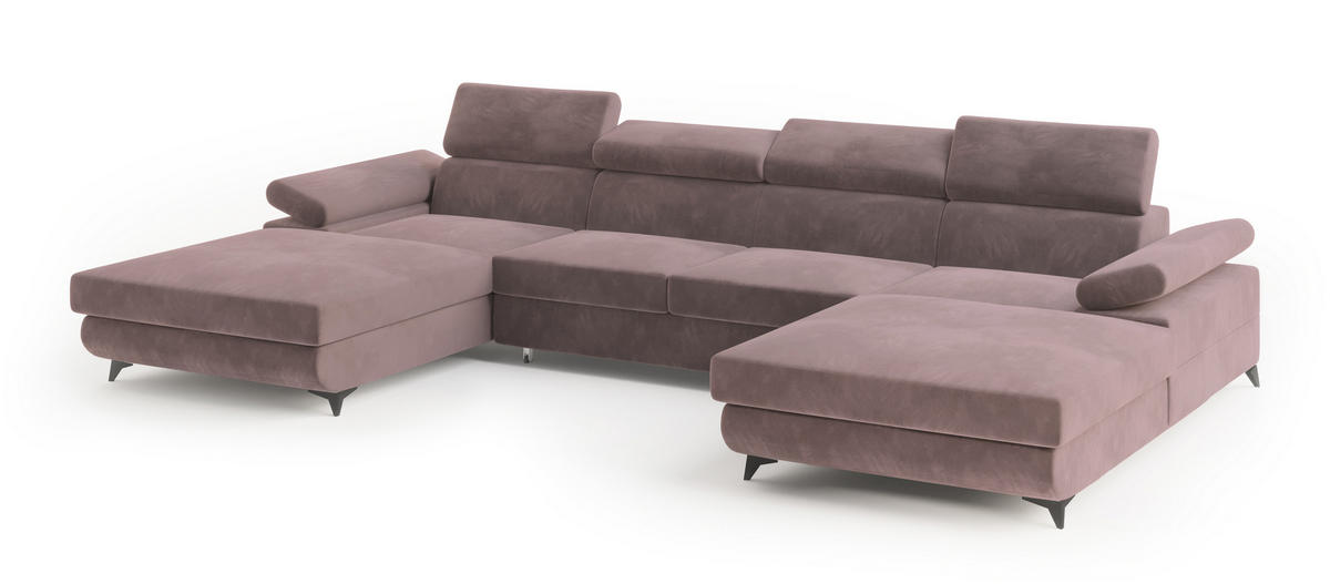 ROHOVÁ SEDAČKA DETTI šeříková - černá/šeříková, kov/dřevo (339/190cm) - MASSENO