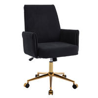 DREHSTUHL DE-41015 mit goldener Basis Schwarz - Schwarz, Metall (64/107/61cm) - ComfortXL