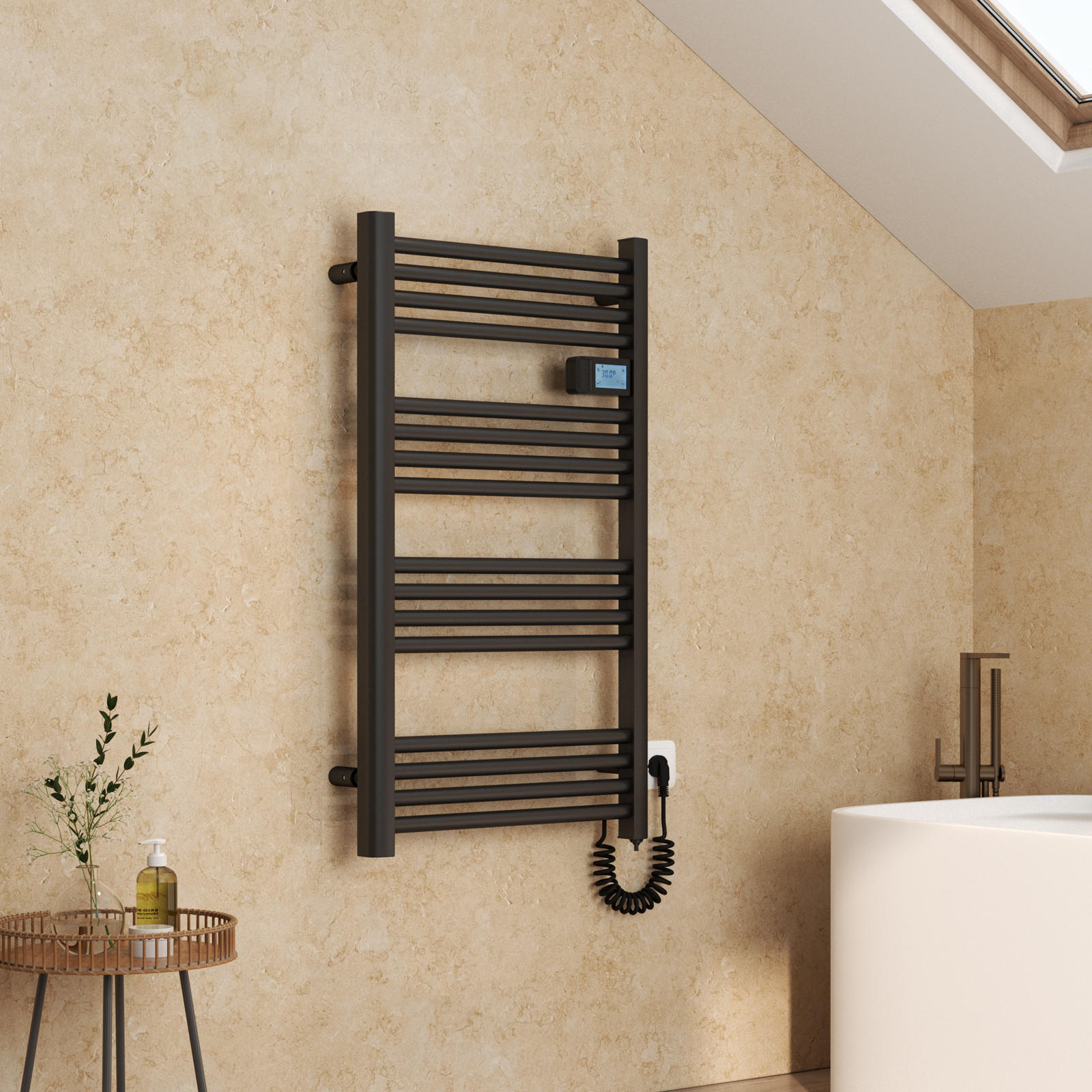 Thumbnail - Emke Heizkörper, Schwarz, Metall, 500 W, 54x96x4.3 cm, CE, Freizeit, Heizen & Kühlen, Heizstrahler