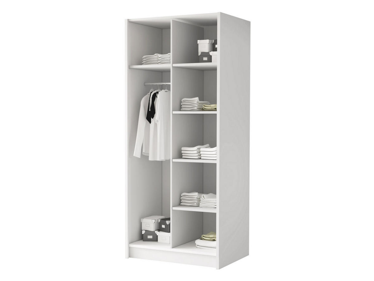 KLEIDERSCHRANK Bono I - Schwarz/Weiß, Holzwerkstoff/Metall (100/215/58cm) - MIRJAN24