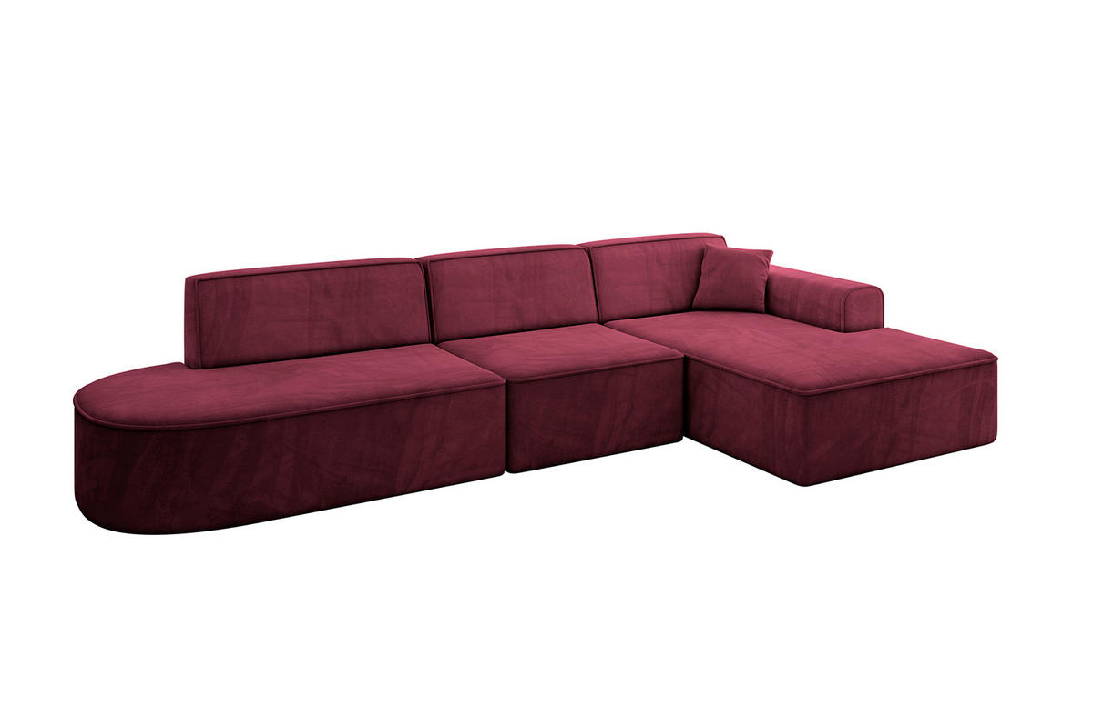 ECKSOFA Ottomane Rechts IREA-L2-v3 - 318x165x76 cm Bordeauxrot - Bordeaux, Holzwerkstoff/Textil (318/165cm) - ALTDECOR
