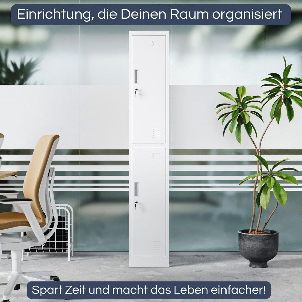 UMKLEIDESCHRANK Spind TOKIO 2 Abteile 185x31,7x45cm Weiß - Weiß, Metall (31.7/185/45cm) - DELUKE