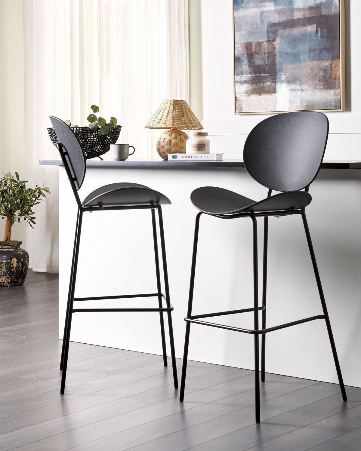 BARSTUHL 2er-Set Kunststoff schwarz Shonto - Schwarz, Kunststoff (52/116/48cm) - Beliani