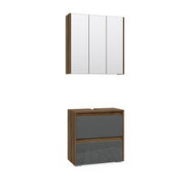 BADMÖBEL-SET Majest Anthrazit 2 Teile - Anthrazit/Walnussfarben, Holzwerkstoff (60/62/30cm) - Vicco