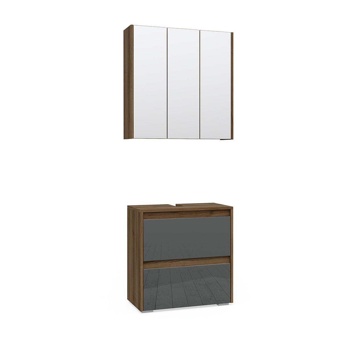 BADMÖBEL-SET Majest Anthrazit 2 Teile - Anthrazit/Walnussfarben, Holzwerkstoff (60/62/30cm) - Vicco