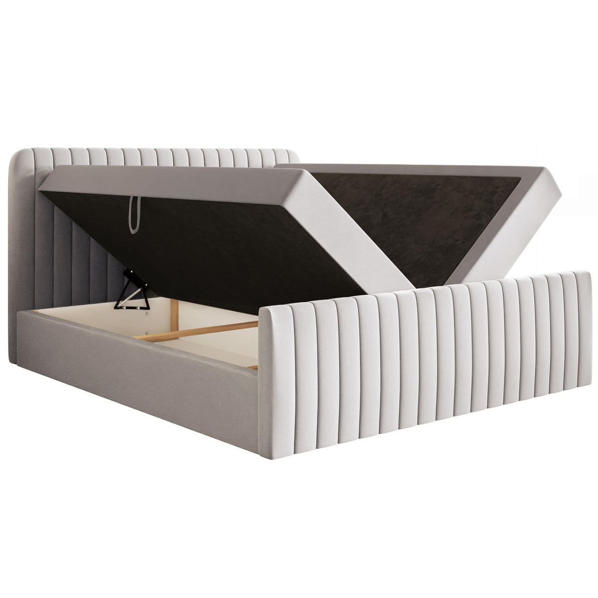 BOXBETT Saliano mit Topper und Chenille-Bezug Hellgrau, 140x200 cm - Hellgrau, Kunststoff/Textil (140/200cm) - Selsey