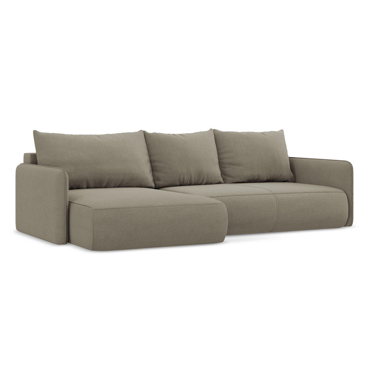 ECKSOFA mit Schlaffunktion Strukturstoff Stoff Beige - Beige/Schwarz, Kunststoff/Textil (148/240cm) - LaMiaSofa