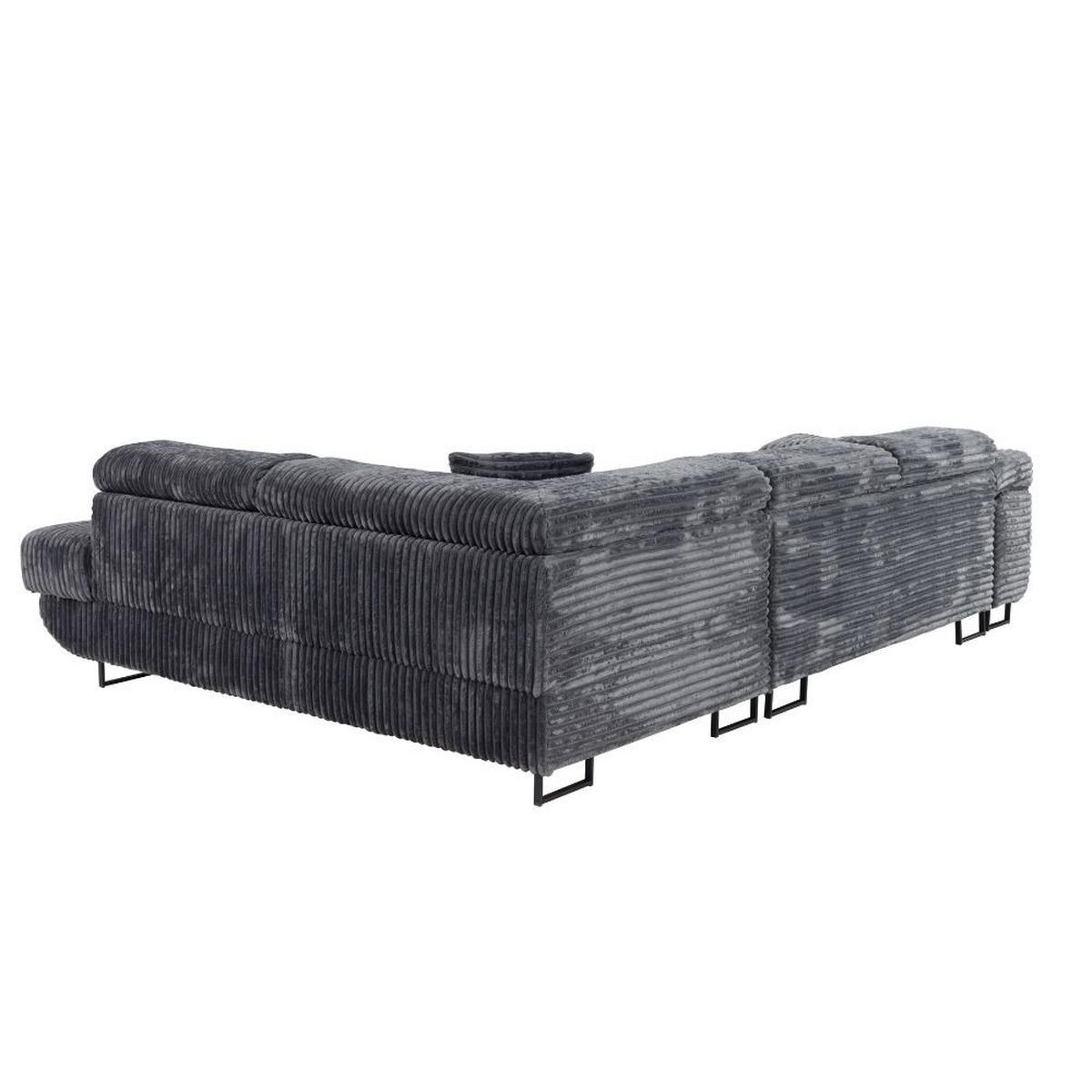 ECKSCHLAFSOFA Luis L, mit Schlaffunktion und Bettkasten – praktisch und bequem, Links, Dunkelgrau - Dunkelgrau/Schwarz, Textil (275/205cm) - AN-Moebel 4u