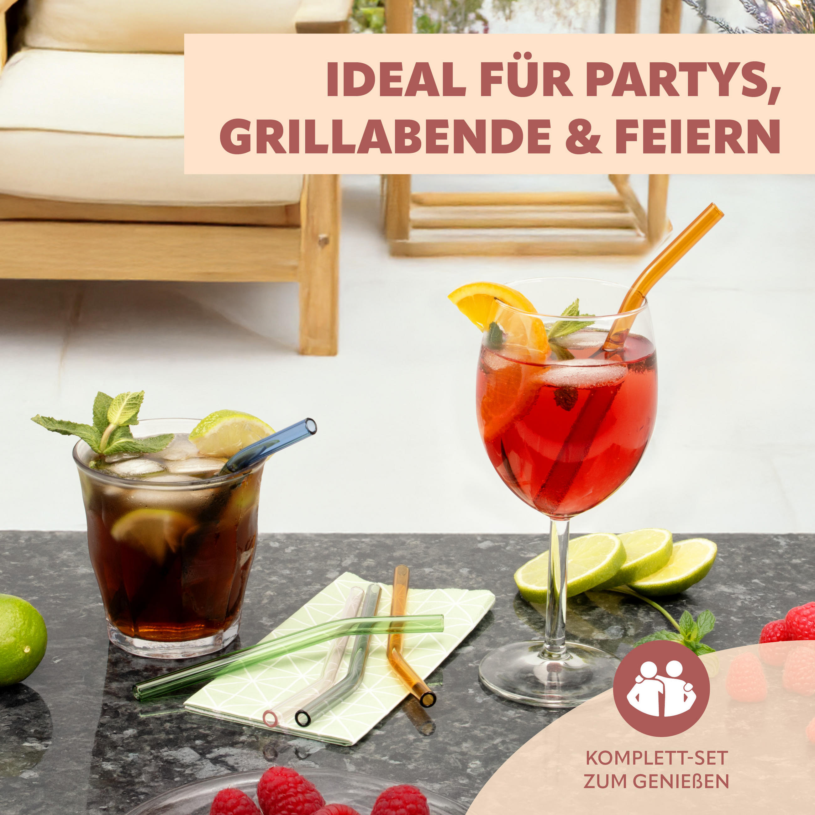 GLAS-TRINKHALME 6er-Set, Borosilikatglas - Multicolor, Glas (0.8/15cm) - bremermann