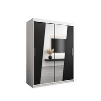 SCHWEBETÜRENSCHRANK 200/150/62 2-türig - Silberfarben/Schwarz, Holz/Kunststoff (150/200/62cm) - Abiks Möbel