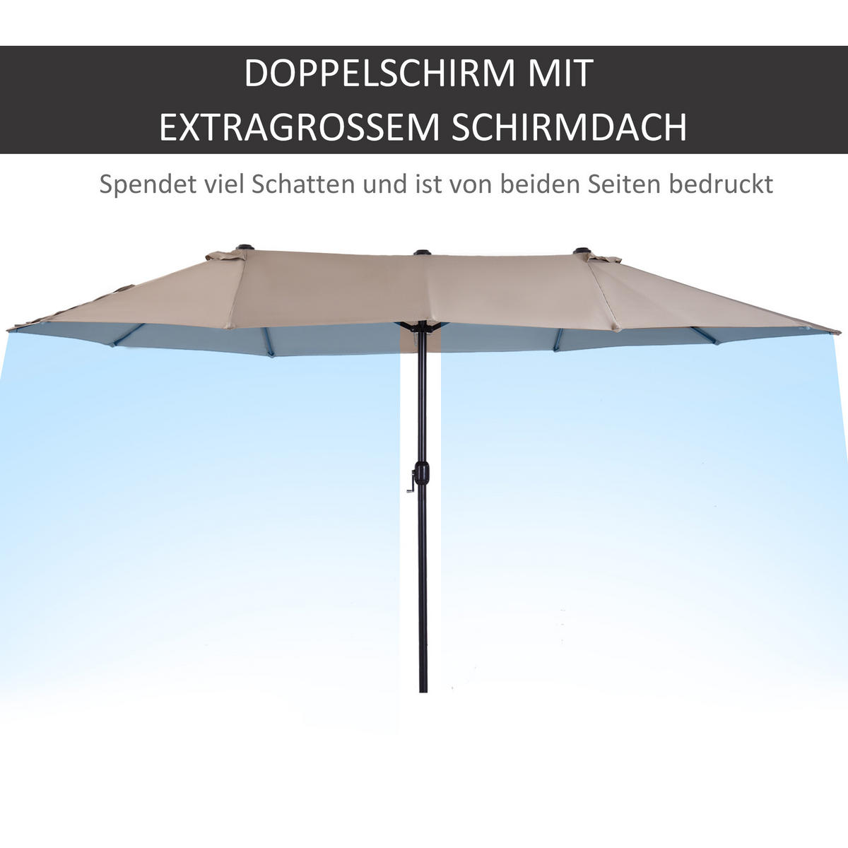 SONNENSCHIRM, Gartenschirm, Marktschirm, Doppelsonnenschirm, Terrassenschirm, Hellkaffee, Oval - Beige, Metall (270/460cm) - Outsunny