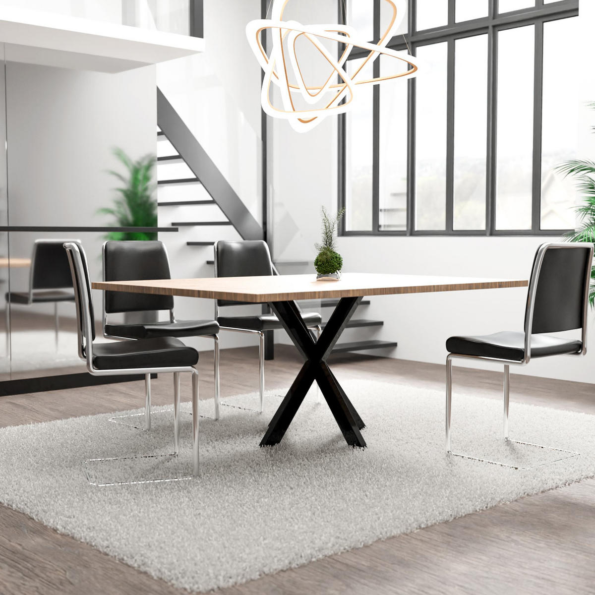 TISCHBEIN eckig 85/85/71 cm Metall schwarz - Schwarz, Metall (85/71/85cm) - CLP