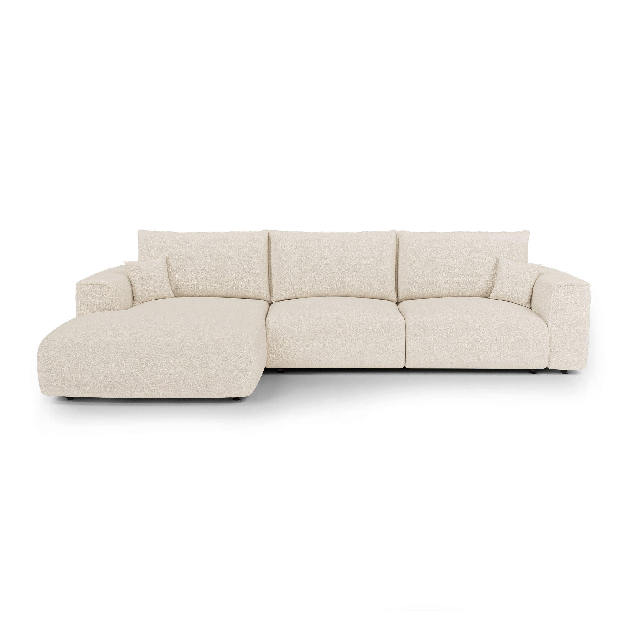 LINKSECK-SCHLAFSOFA mit Stauraum COMO Frottee Creme 297cm - Creme, Textil (297/167cm) - Premium Interiors