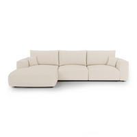 LINKSECK-SCHLAFSOFA mit Stauraum COMO Frottee Creme 297cm - Creme, Textil (297/167cm) - Premium Interiors