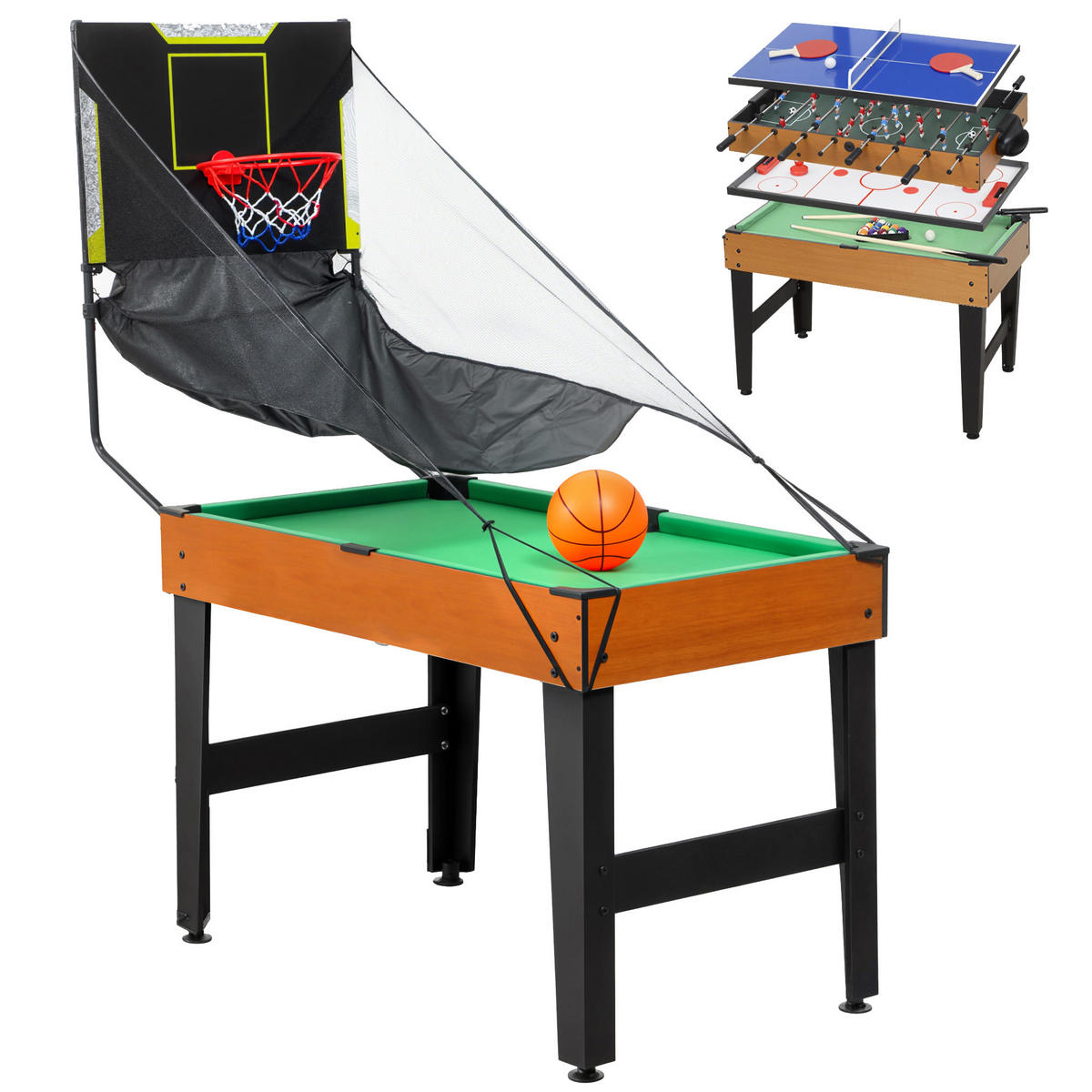 MULTISPIELTISCH 5-in-1 DE-10821 53 Zubehörteile Walnuss - Walnussfarben, Holzwerkstoff (108/134cm) - ComfortXL