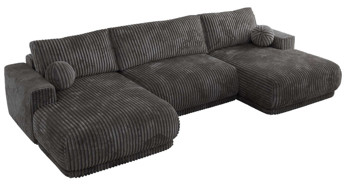 SEDACIA SÚPRAVA RINA U Sivá Menčester - čierna/sivá, textil/plast (360/85/170cm) - MKS