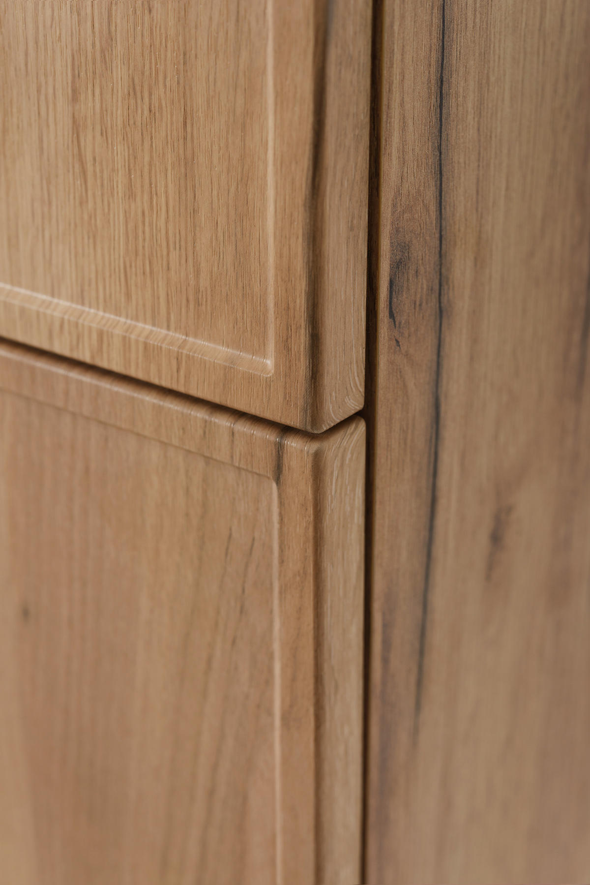 BADEZIMMERSCHRANK, Gold Craft Eiche, schwarzer Griff, 27 x 35 x 136 cm - Eichefarben/Schwarz, Holzwerkstoff/Kunststoff (35/136/27cm) - 3XE LIVING