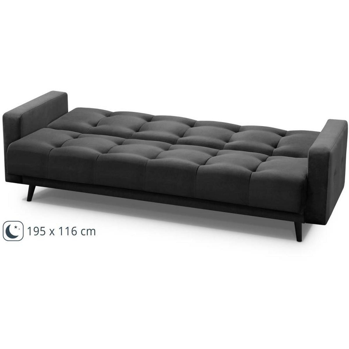 3-SITZER Schlafsofa Nancy Bis schwarz - Schwarz, Holz/Textil (220/89/93cm) - Beautysofa