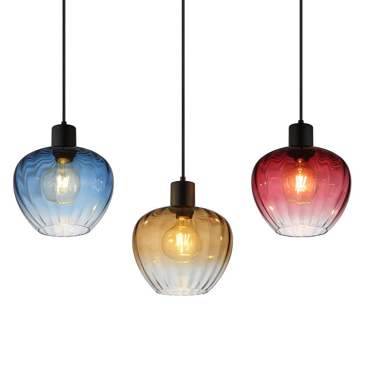 HÄNGELEUCHTE TOY Bunt Metall Schwarz - Multicolor, Glas (108/24/120cm) - Nowa