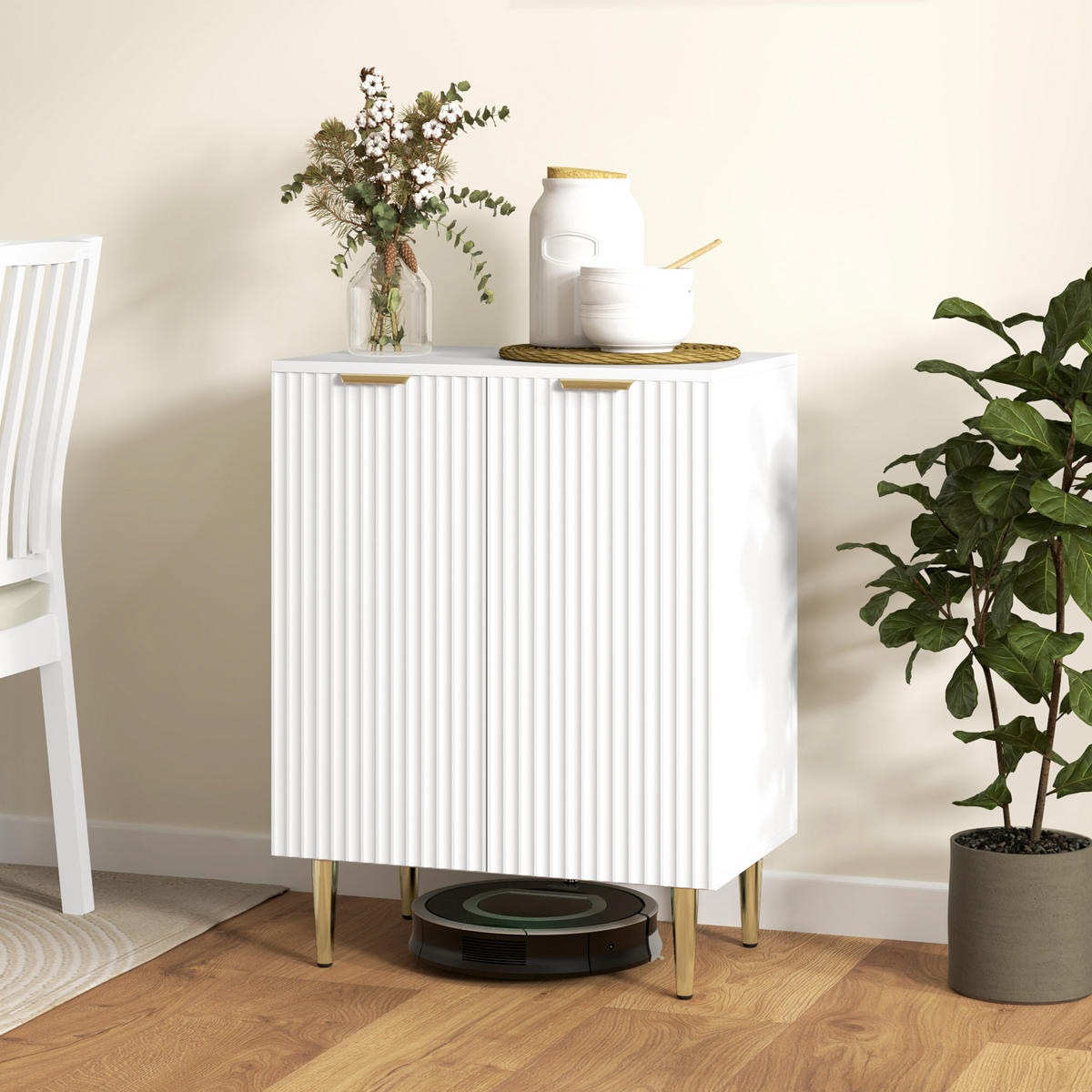 SIDEBOARD Weiß, 2 Türen, 60/40/80 cm - Weiß, Holz (60/80/40cm) - PANGIVO