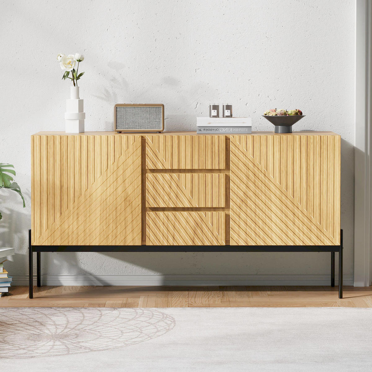 SIDEBOARD 140x40x75 cm, verstellbare Böden, Natur - Kastanienfarben, Holz (140/75/40cm)