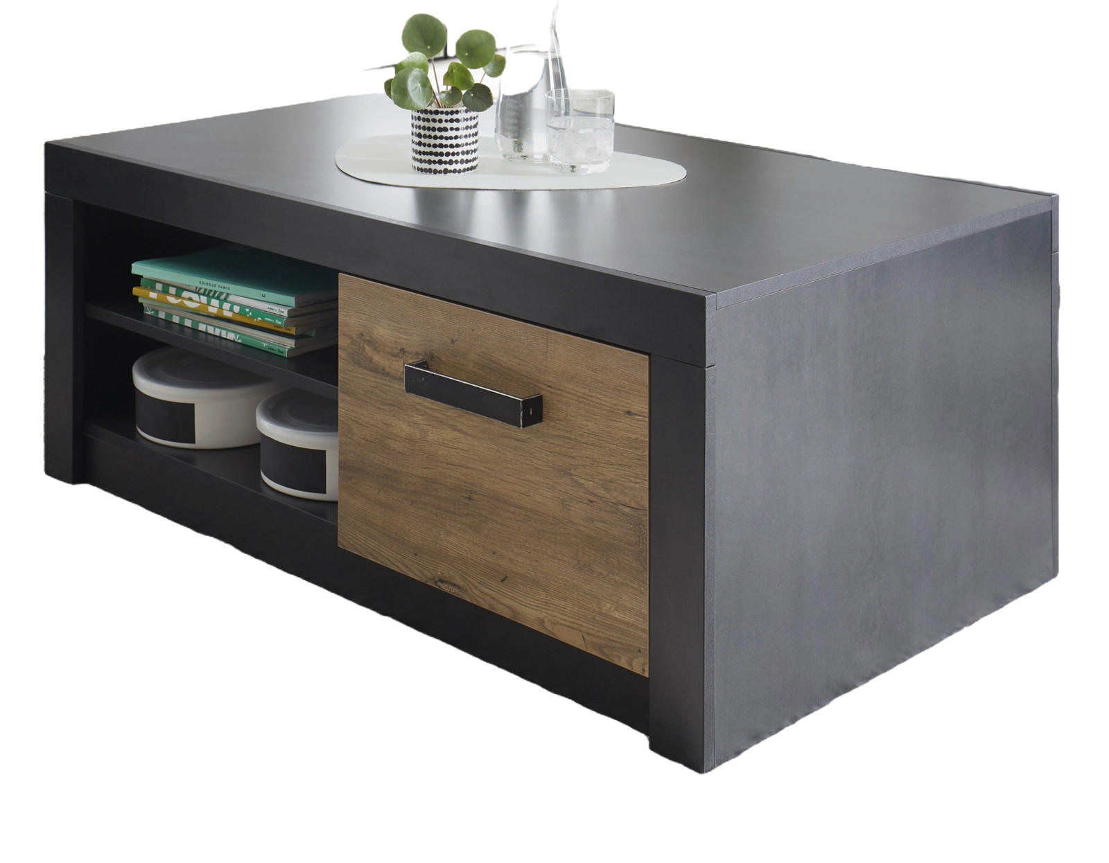 COUCHTISCH Kastanie grau Fresco, Beistelltisch, 110 x 63 cm - Kastanienfarben/Dunkelgrau, Holzwerkstoff/Kunststoff (110/63/44cm) - Furn.Design