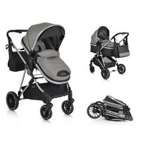 KINDERWAGEN 2 in 1 Kali grau umbaubar, Korb, Getränkehalter, Tasche - Grau, Metall (77/58/109cm) - Moni