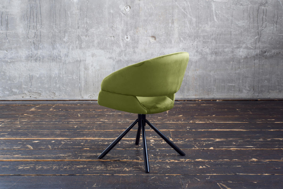 ESSZIMMERSTUHL LARA Grün Velvet - Schwarz/Grün, Kunststoff/Textil (61/82/62cm) - KAWOLA