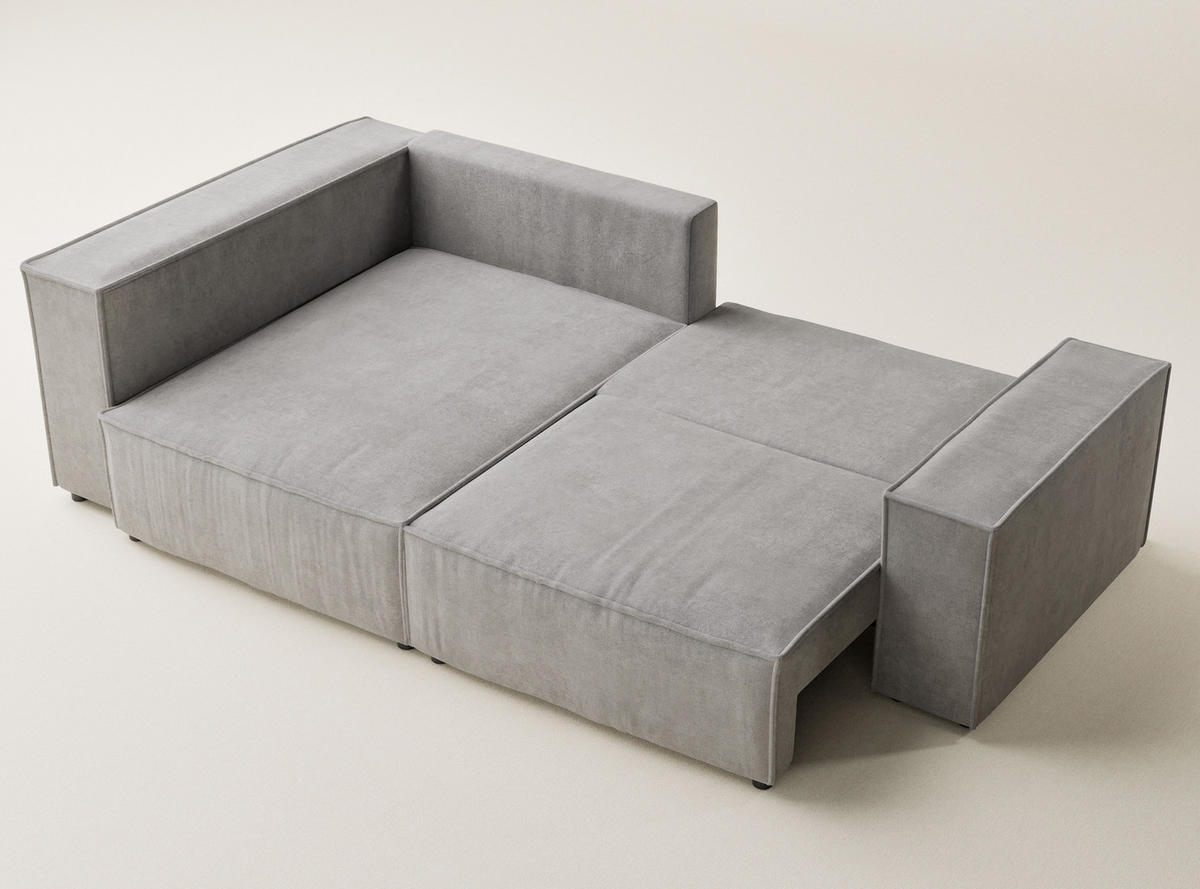 ECKSOFA MIT SCHLAFFUNKTION Tonga Beige grau Webstoff - Greige/Schwarz, Holz/Holzwerkstoff (105/253cm) - Maison de Reve