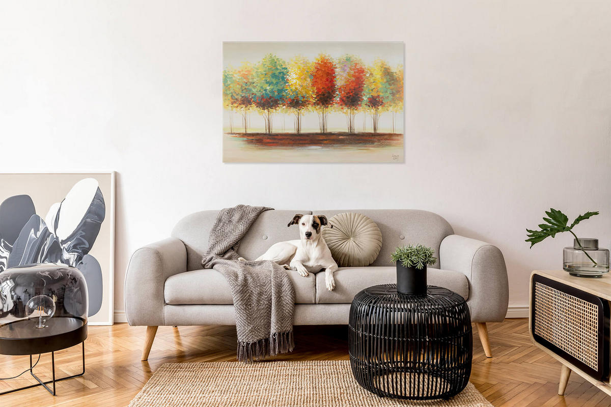 ÖLGEMÄLDE 120/80 cm - Gelb/Braun, Holz/Textil (120/80cm) - KUNSTLOFT