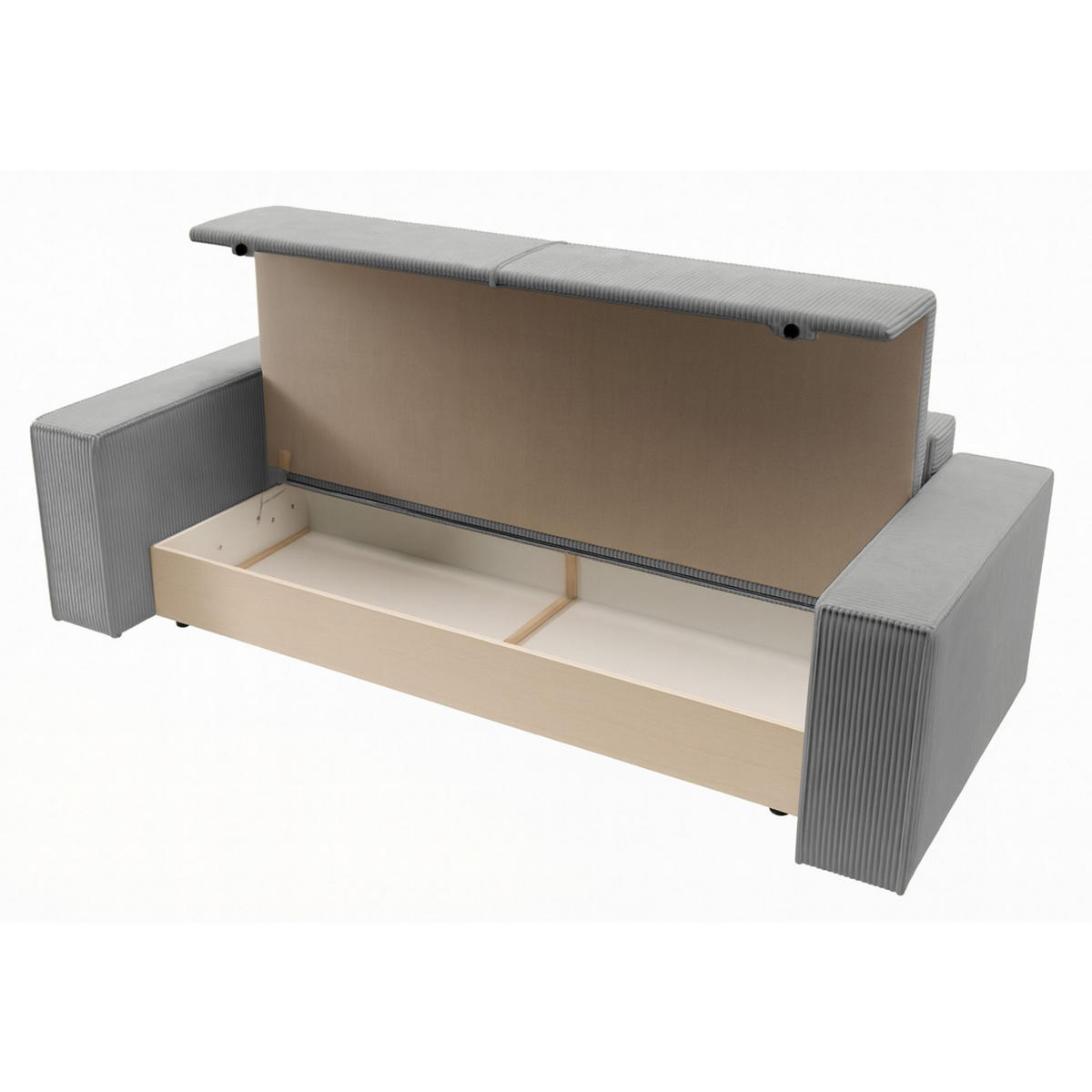 SOFA FARESE Hellgrau mit Cordbezug - Hellgrau, Textil/Metall (257/85/102cm) - Selsey