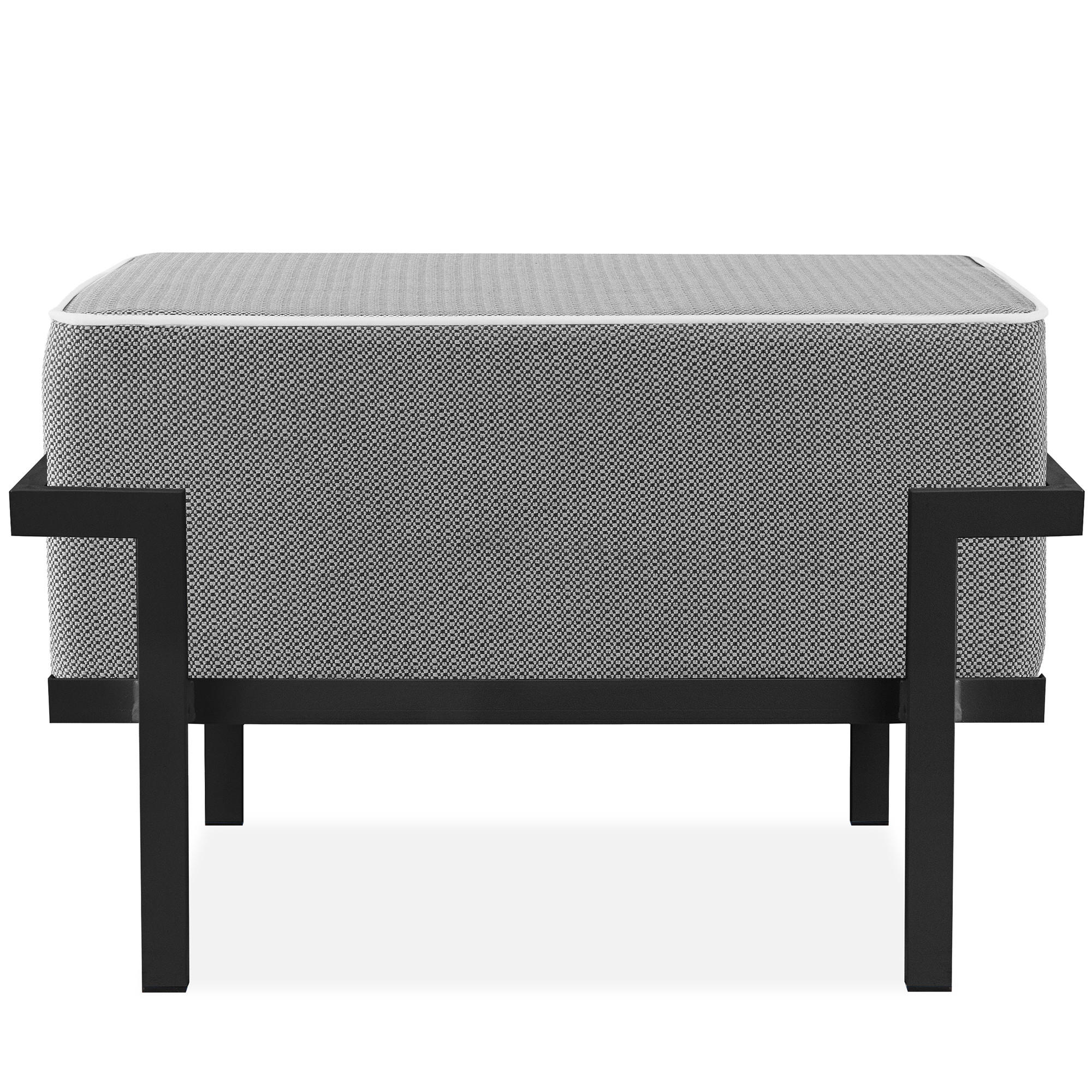 GARTENLOUNGE-HOCKER TRIGLO auf Metallfüßen, Modern, Dunkelgrau - Dunkelgrau/Schwarz, Textil/Metall (69/44/54cm) - KONSIMO®