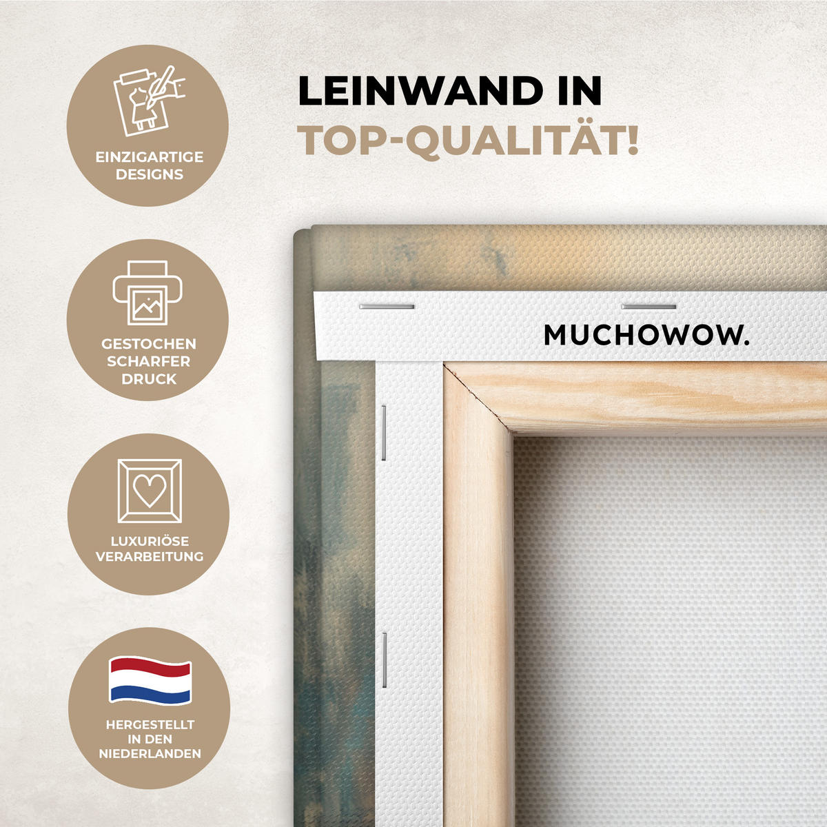 LEINWANDBILD Hirsch - Gemalt - Geweih - Braun Wanddeko 40x60 cm - Haselnussfarben, Textil (40/60cm) - MuchoWow