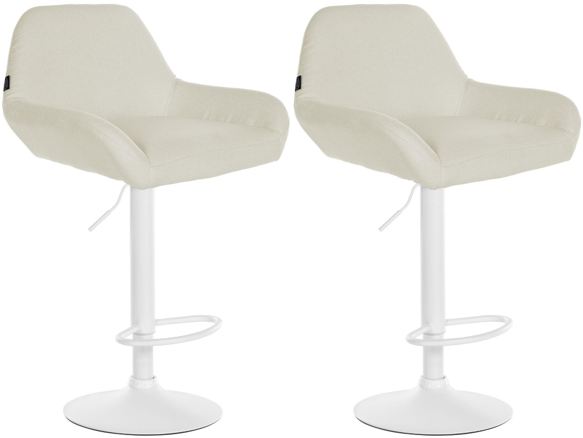 BARHOCKER 2er Set Stoff creme - Creme/Weiß, Textil/Metall (51/89/52cm) - CLP