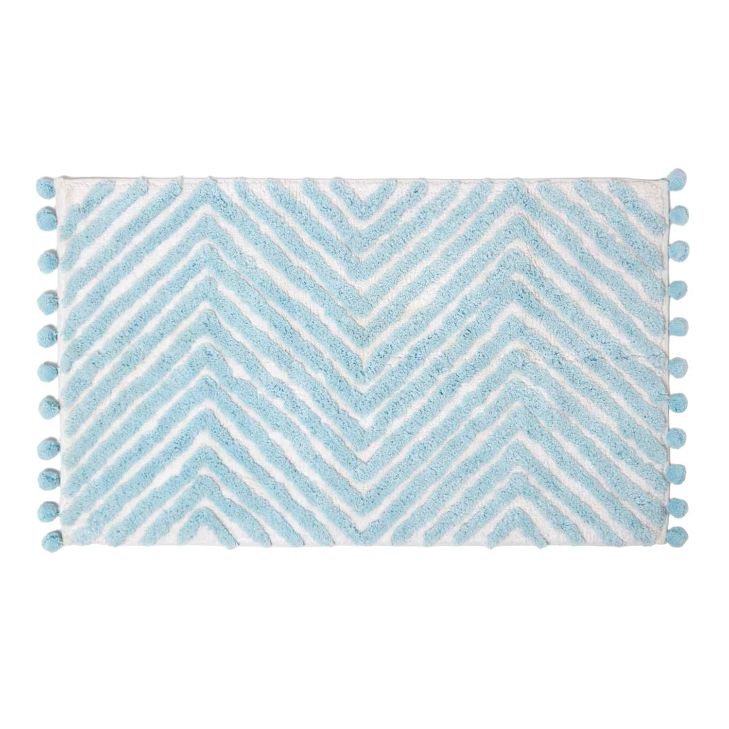 BADEMATTE 50/80 cm Chevron, Baumwolle - Hellblau, Textil (50/80cm) - Homescapes