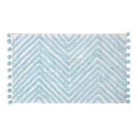 BADEMATTE 50/80 cm Chevron, Baumwolle - Hellblau, Textil (50/80cm) - Homescapes