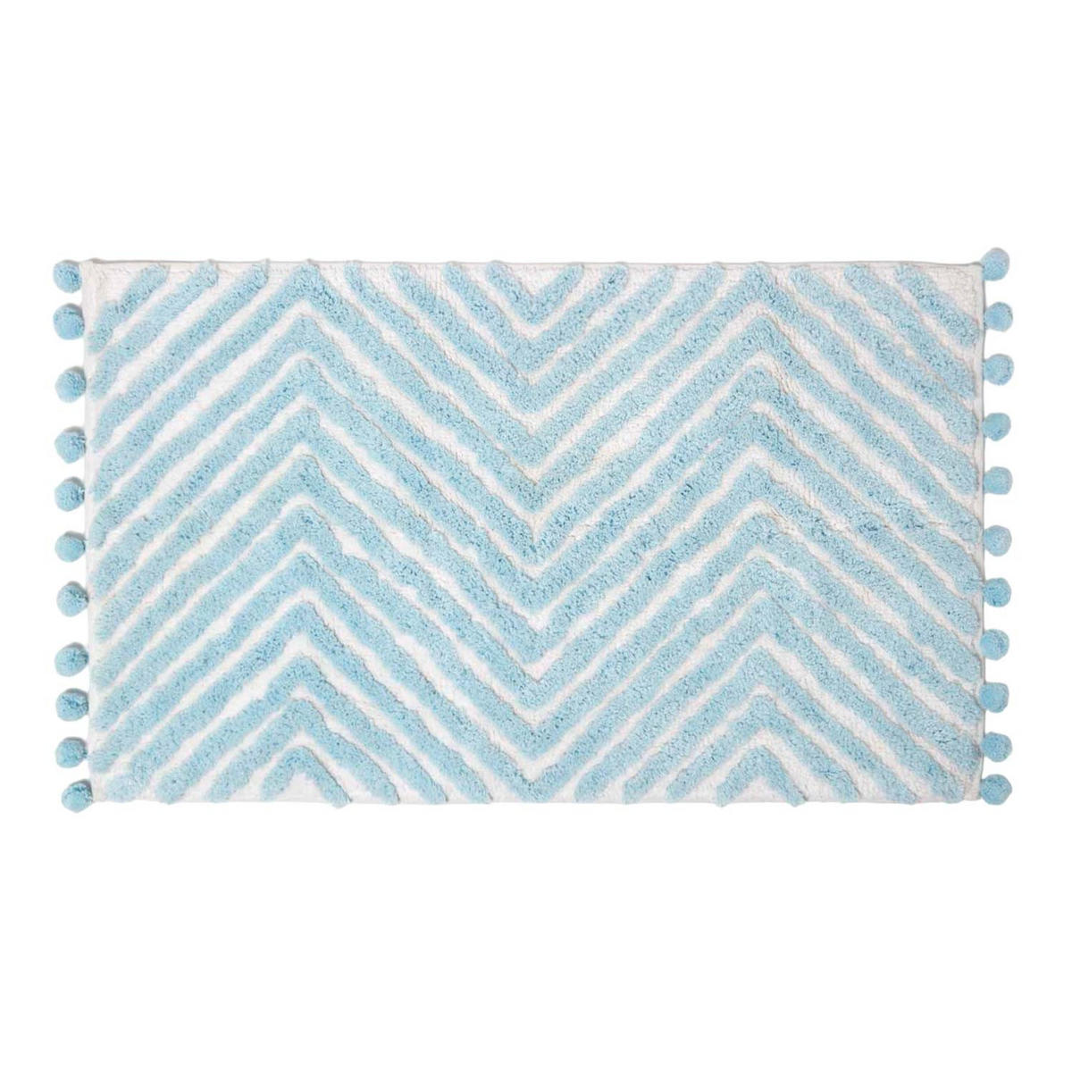 BADEMATTE 50/80 cm Chevron, Baumwolle - Hellblau, Textil (50/80cm) - Homescapes