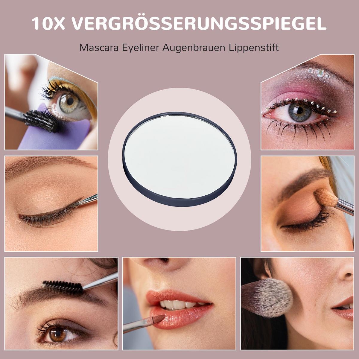 SCHMINKSPIEGEL mit Beleuchtung, mit 3 Lichtfarben, 360° Drehbar, Schwarz - Schwarz, Metall (62.5/52/14cm) - HOMCOM